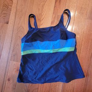 Lands End Bathing Suit Top - Blue with Stripes - Size 14